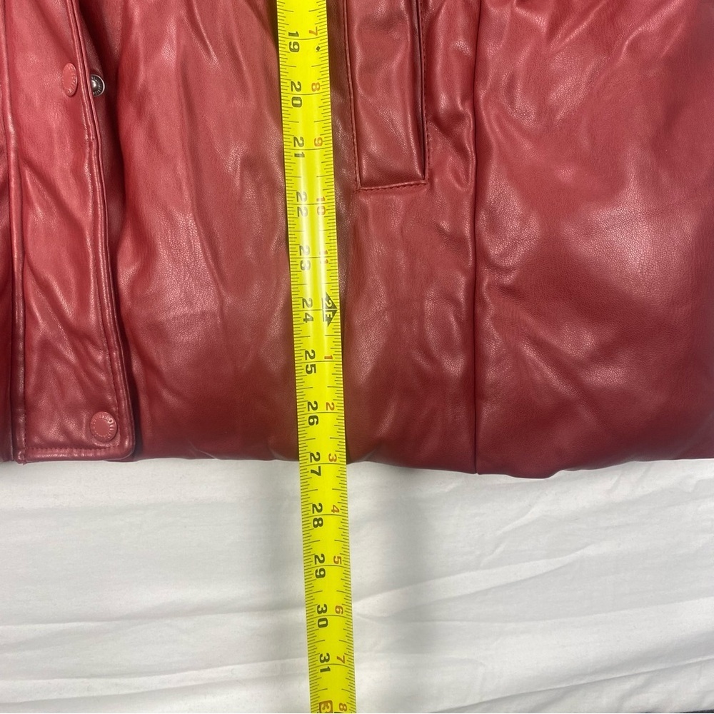 Levi's Women’s Faux Leather Cinch Waist Red Hooded Puffer Coat Size XXL - Picture 12 of 12